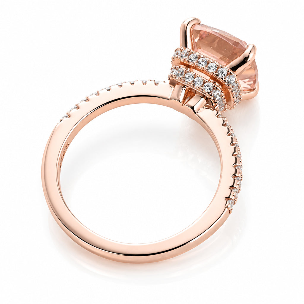 3.50 Ct Rose Gold Cushion Cut Tourmaline Engagement Ring-Evani Jewelry