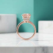 3.50 Ct Rose Gold Cushion Cut Tourmaline Engagement Ring-Evani Jewelry