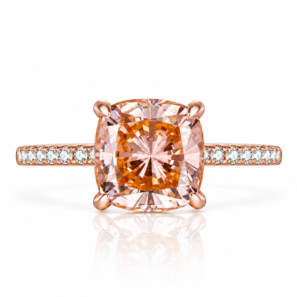 3.50 Ct Rose Gold Cushion Cut Tourmaline Engagement Ring-Evani Jewelry