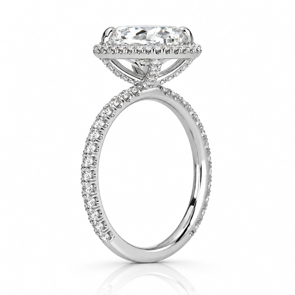 3.50 ct Cushion Cut Alexandrite Halo Engagement Ring-Evani Jewelry