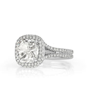 3.50 ct Cushion Cut Halo Diamond Double Band Engagement Ring-Evani Naomi Jewelry
