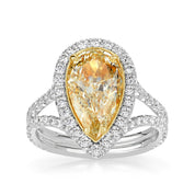 3.50 ct Fancy Light Yellow Pear Shaped Diamond 14k White Gold Engagement Ring-Evani Naomi Jewelry