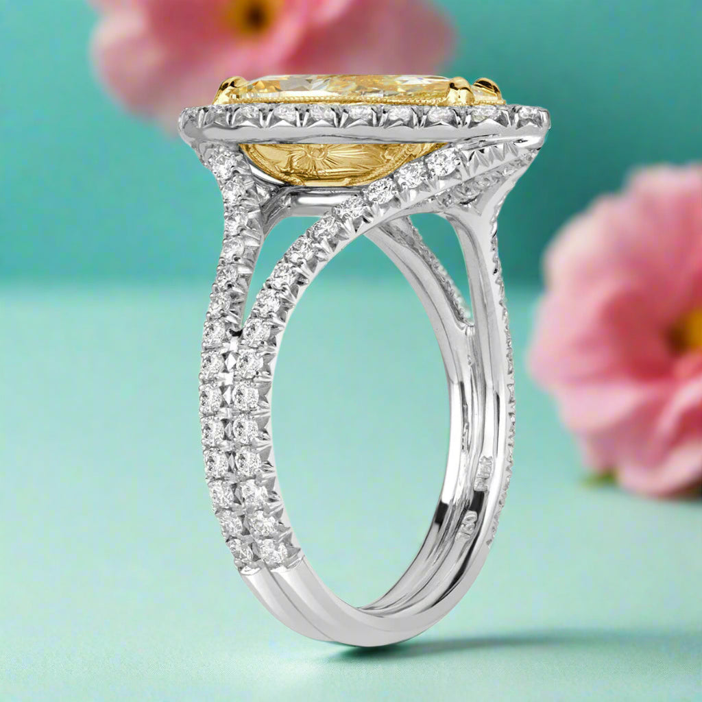 3.50 ct Fancy Light Yellow Pear Shaped Diamond 14k White Gold Engagement Ring-Evani Naomi Jewelry