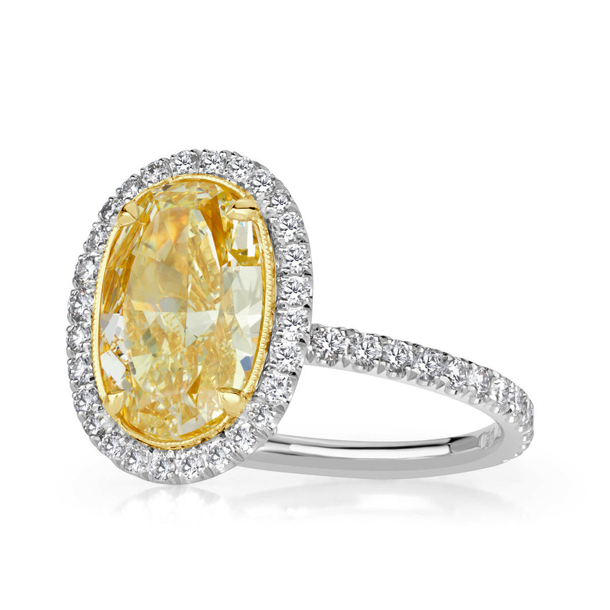 3.50 ct Yellow Oval Cut Diamond 14k White Gold Engagement Ring-Evani Naomi Jewelry