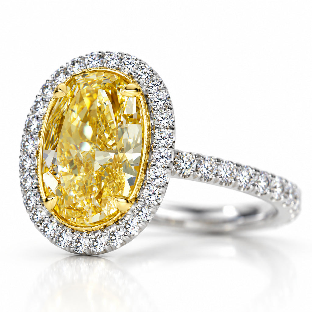 3.50 ct Topaz Birthstone Oval Cut Diamond 14k White Gold Engagement Ring-Evani Jewelry