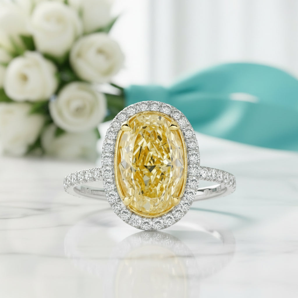 3.50 ct Topaz Birthstone Oval Cut Diamond 14k White Gold Engagement Ring-Evani Jewelry