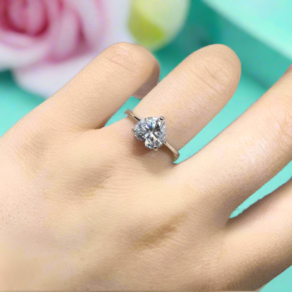3ct Heart Cut Forever Love Diamond Engagement Ring-Evani Naomi Jewelry