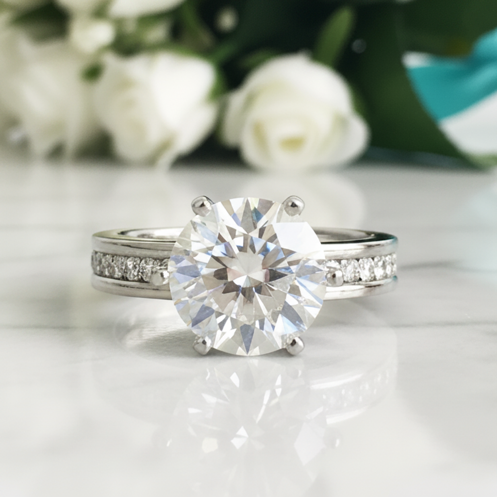 3ct High Crown Diamond Wedding Ring-Evani Jewelry