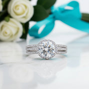 3ct Round Brilliant Cut Diamond Halo Engagement Ring-Evani Jewelry