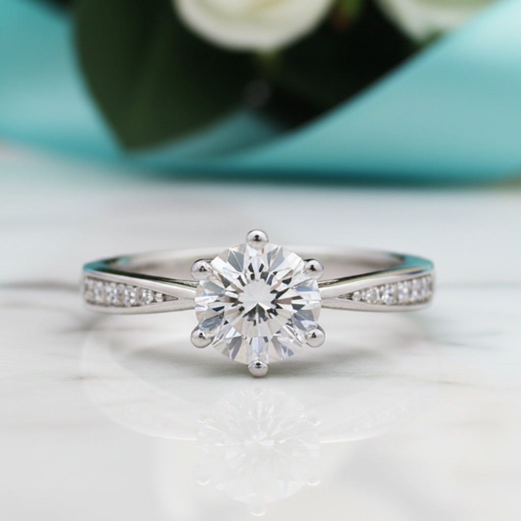 3ct Round Brilliant Diamond Engagement Ring-Evani Jewelry