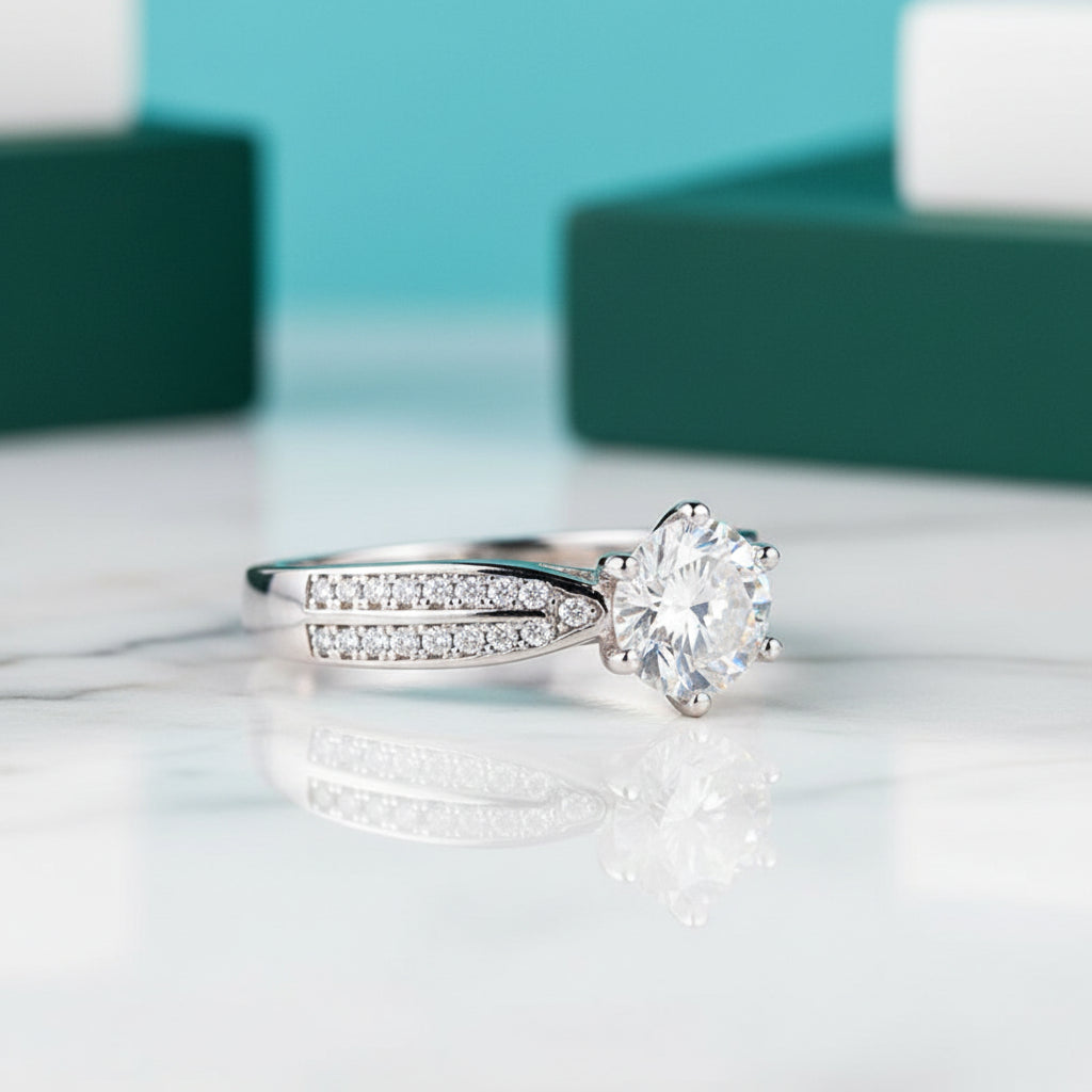 3ct Round Diamond Wedding Ring-Evani Jewelry