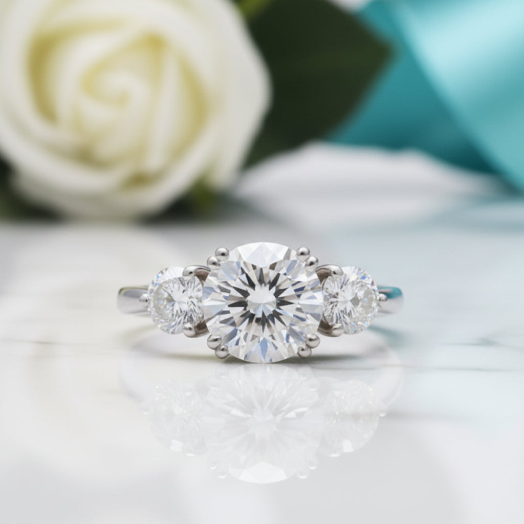 3ct Three Stone Diamond Wedding Ring-Evani Jewelry