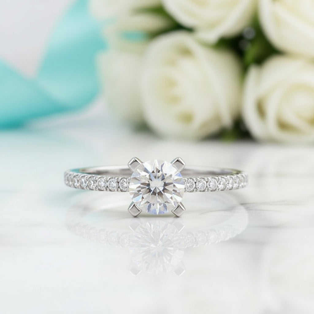 4-Prong 1.00 ct Round Diamond Engagement Ring-Evani Jewelry
