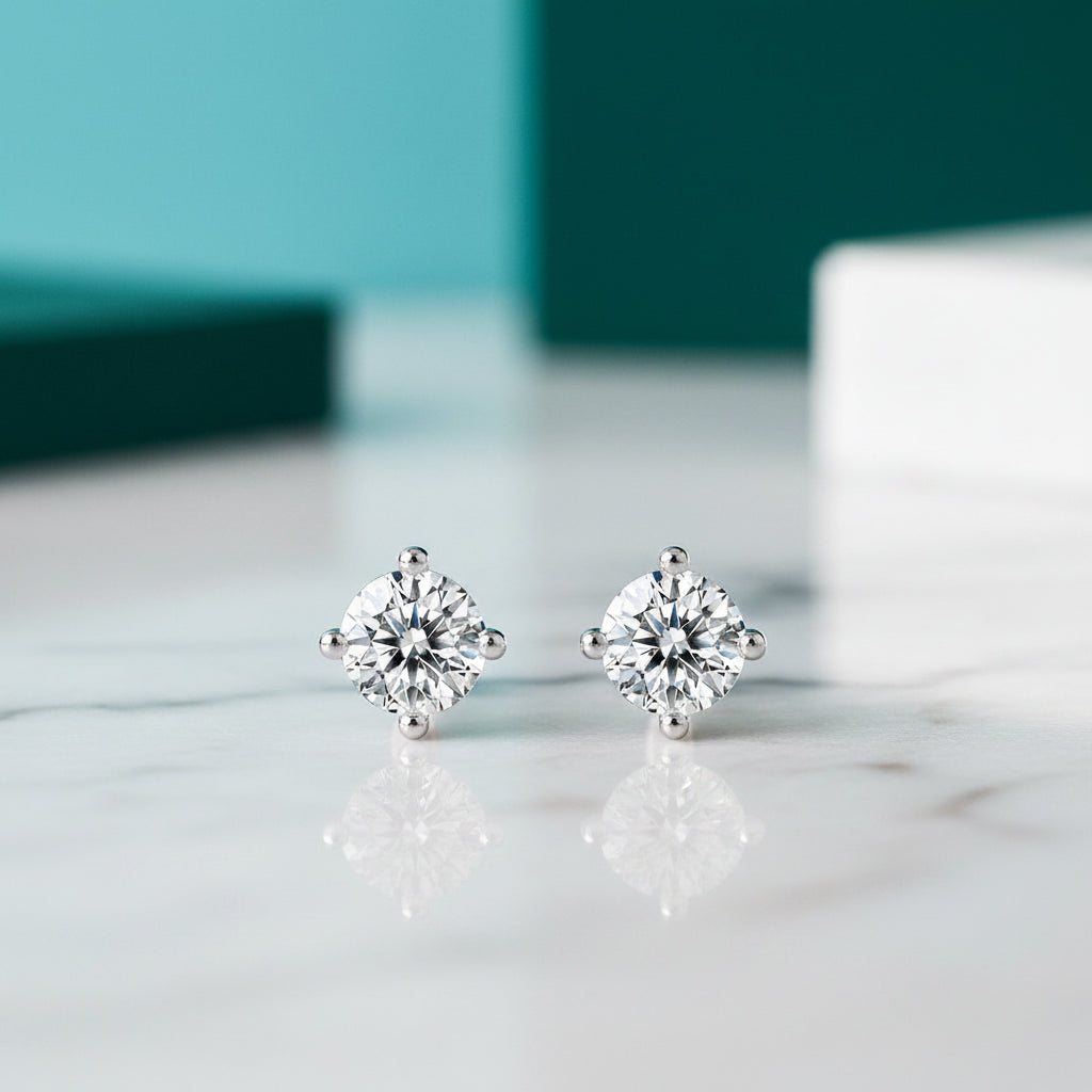 4-Prong Round Diamond Solitaire Jewelry Set-Evani Jewelry