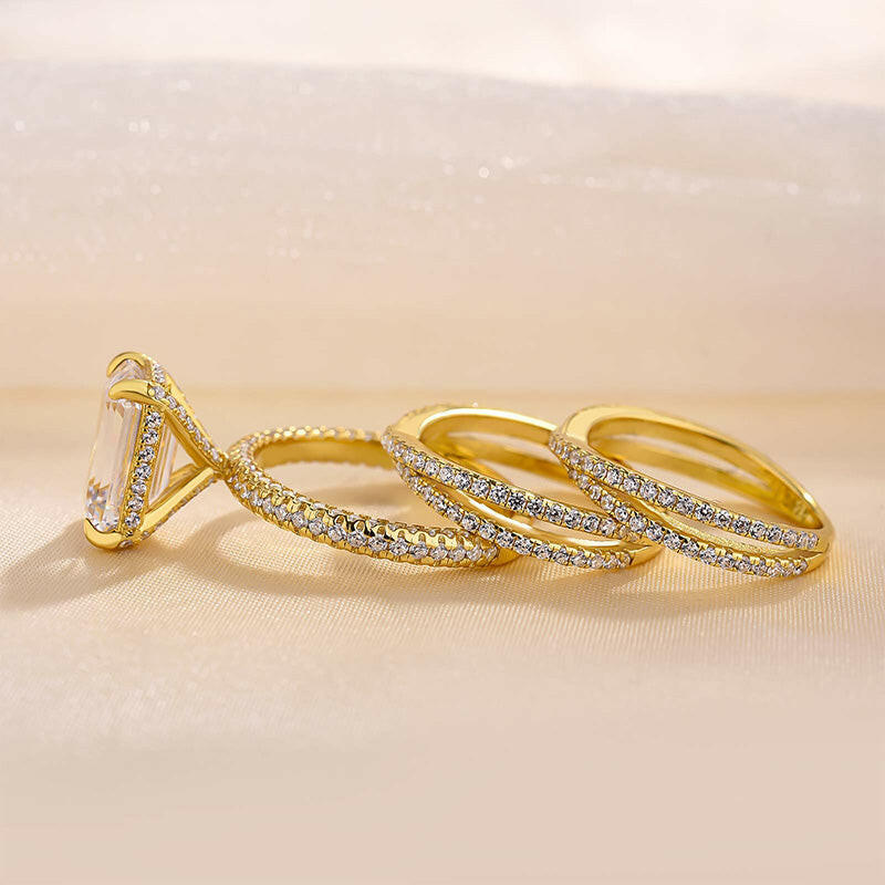 4.0 Ct Emerald Cut 3PC Wedding Set-Evani Naomi Jewelry