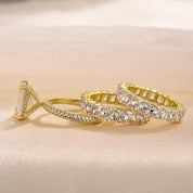 4.0 Ct Emerald Cut 3PC Wedding Set-Evani Naomi Jewelry