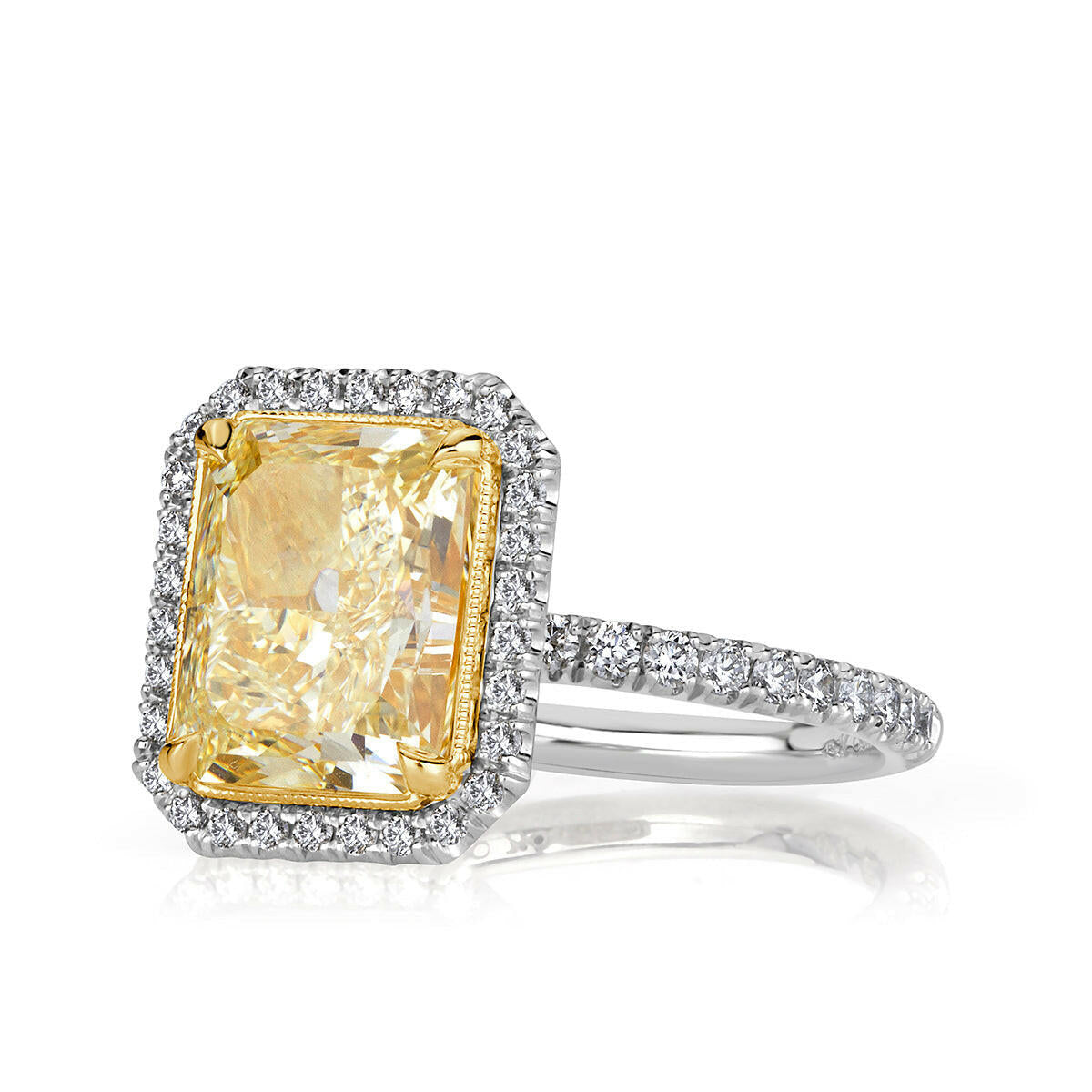 4.0 ct 14k White Gold Light Yellow Radiant Cut Diamond Engagement Ring-Evani Naomi Jewelry