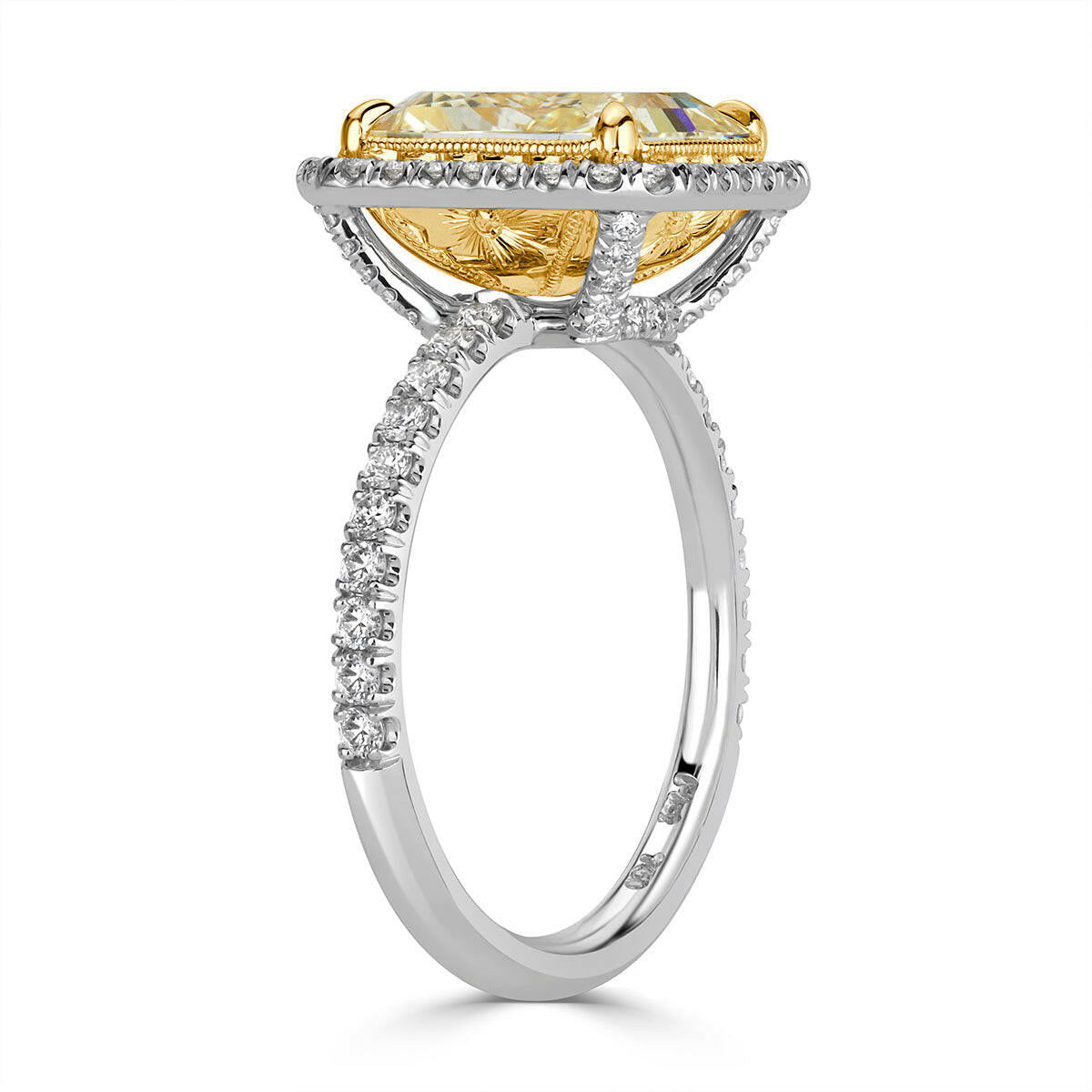 4.0 ct 14k White Gold Light Yellow Radiant Cut Diamond Engagement Ring-Evani Naomi Jewelry