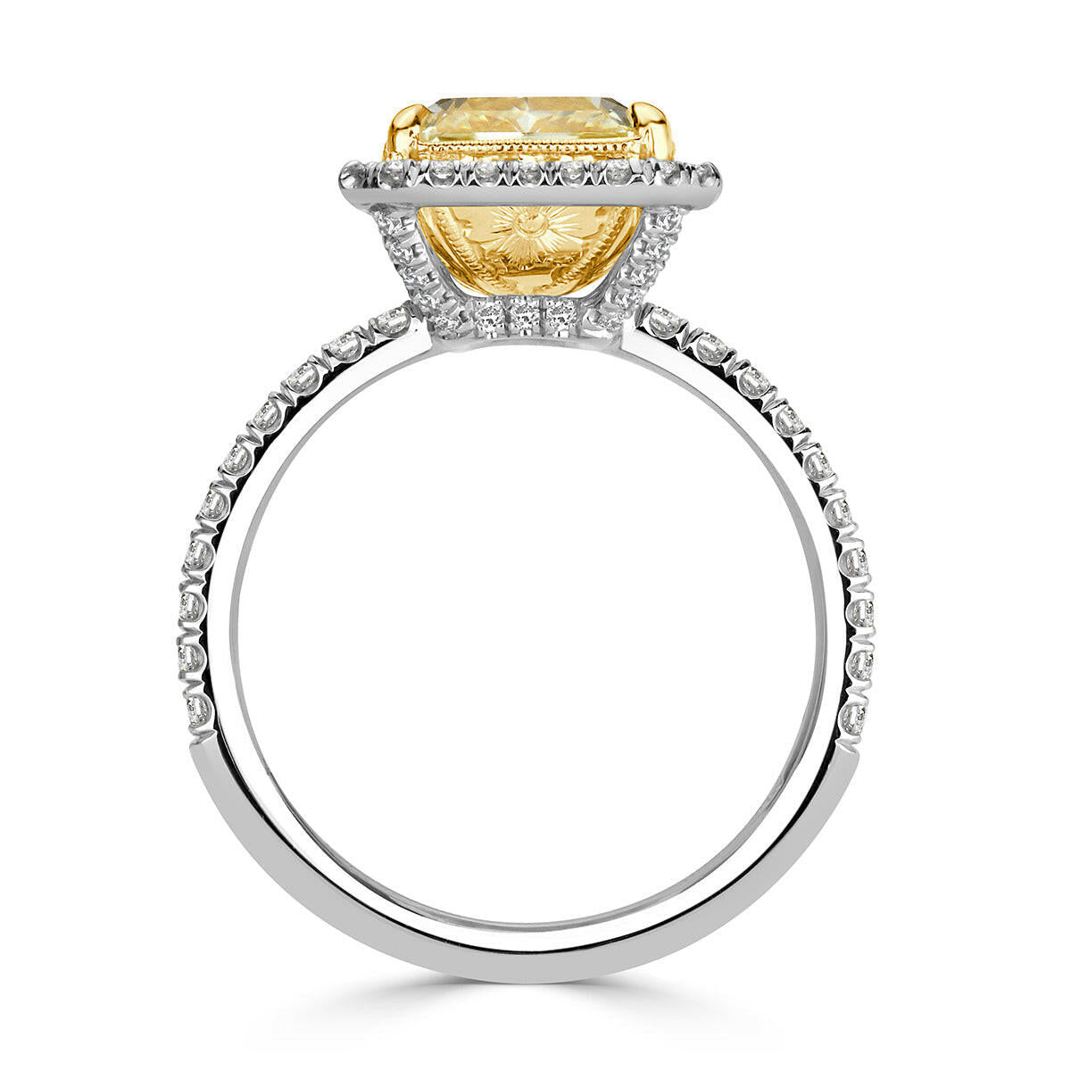 4.0 ct 14k White Gold Light Yellow Radiant Cut Diamond Engagement Ring-Evani Naomi Jewelry