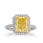 4.0 ct Light Yellow Radiant Cut Diamond 14k White Gold Engagement Ring-Evani Naomi Jewelry