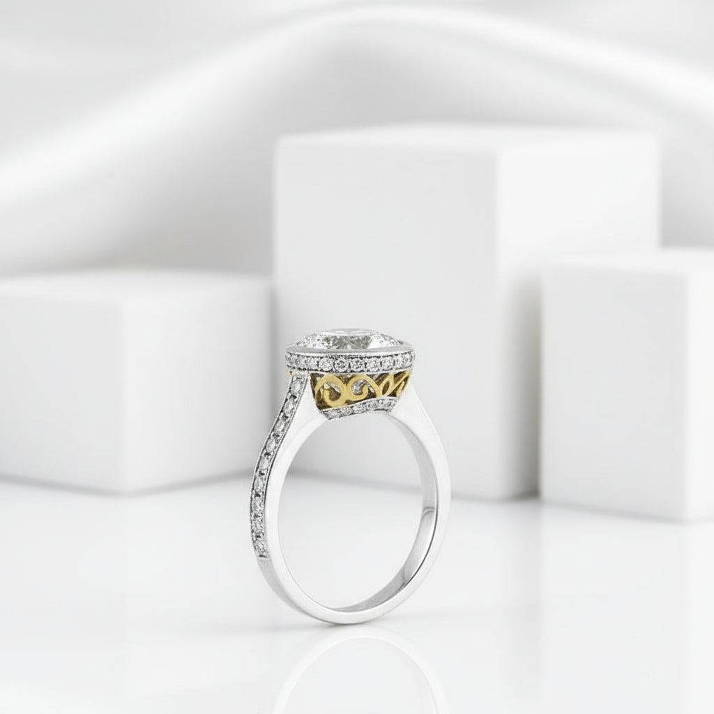 4.0 ct Round Brilliant Cut Diamond 14k White Gold Engagement Ring-Evani Naomi Jewelry