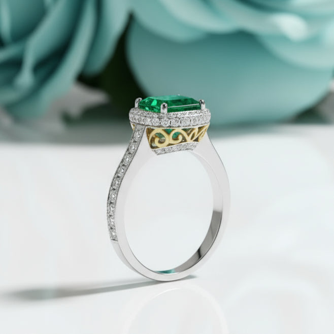 4.0 ct Round Brilliant Cut Diamond 14k White Gold Engagement Ring-Evani Naomi Jewelry