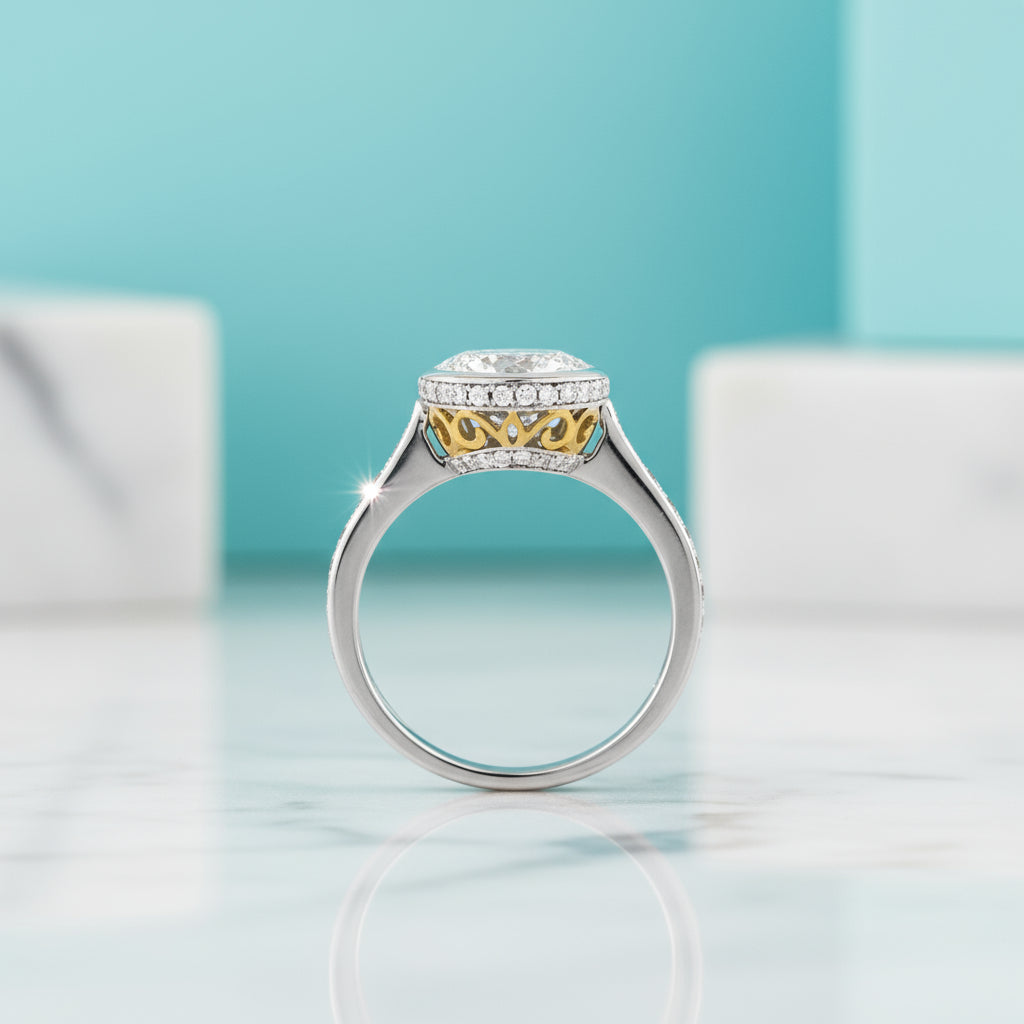 4.0 ct Round Brilliant Cut Diamond 14k White Gold Engagement Ring-Evani Naomi Jewelry