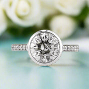 4.0 ct Round Brilliant Cut Diamond 14k White Gold Engagement Ring-Evani Naomi Jewelry