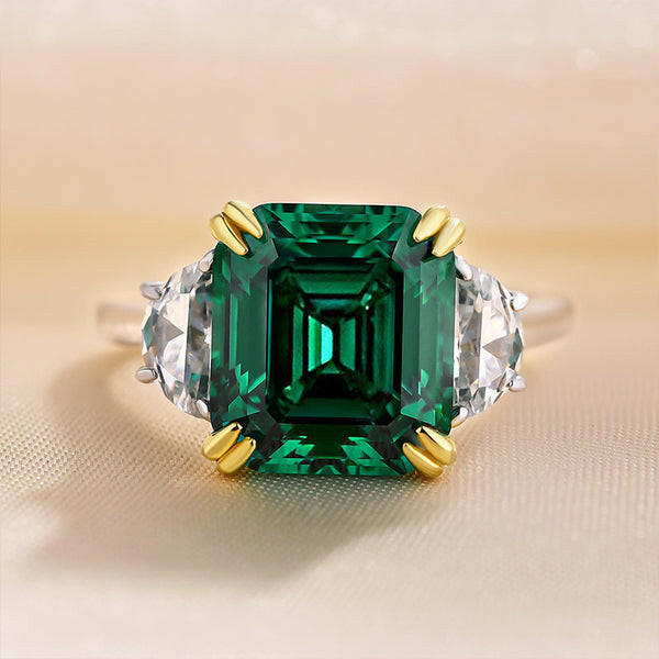 4.5ct Asscher Cut Diamond Three Stone Engagement Ring-Evani Naomi Jewelry