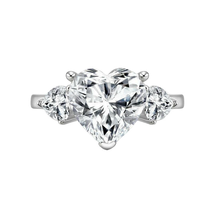 4.90 Ct Heart Cut Three Stone Diamond Engagement Ring-Evani Naomi Jewelry