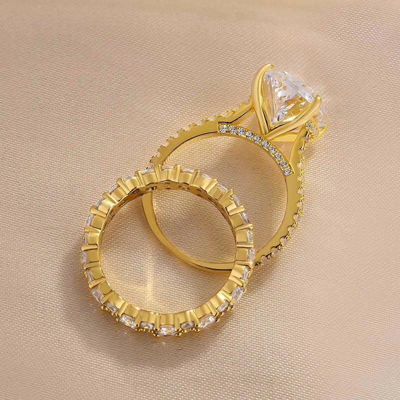5.0 ct Oval-Cut Yellow Gold Wedding Set-Evani Naomi Jewelry