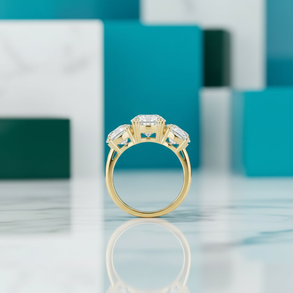 5.00 ct Old European Cut Three Diamond Engagement Ring-Evani Jewelry