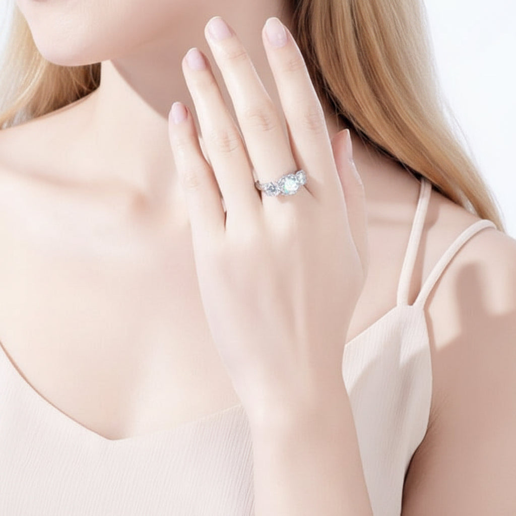 5ct Three Stone Diamond Engagement Ring-Evani Jewelry