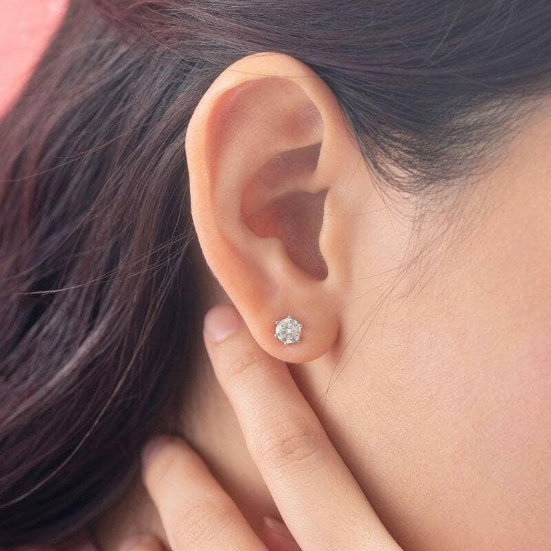 6 Claws Round 2.0 ct Diamond Stud Earrings-Evani Jewelry