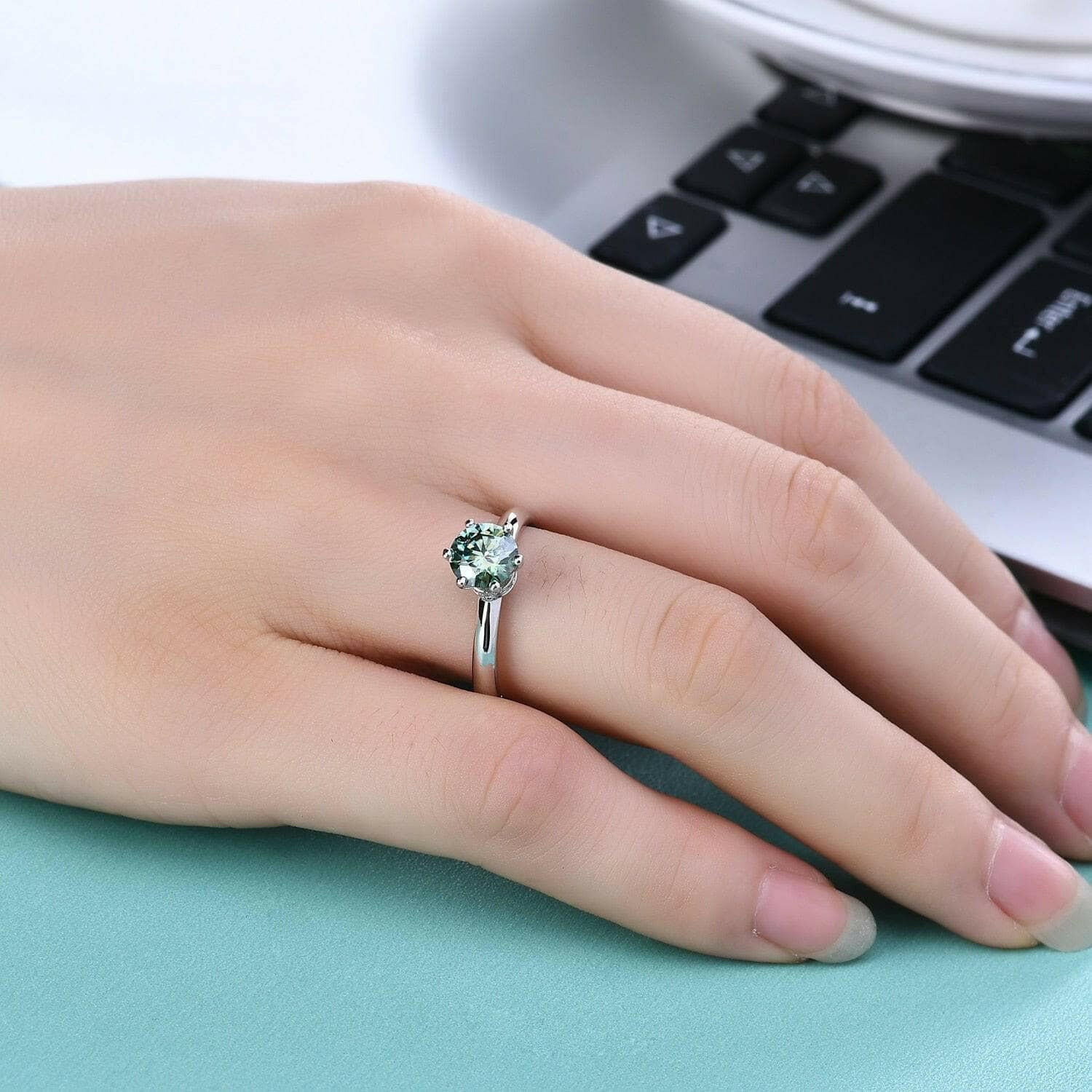 6 Prong Round 1.00 ct Diamond Engagement Ring-Evani Jewelry