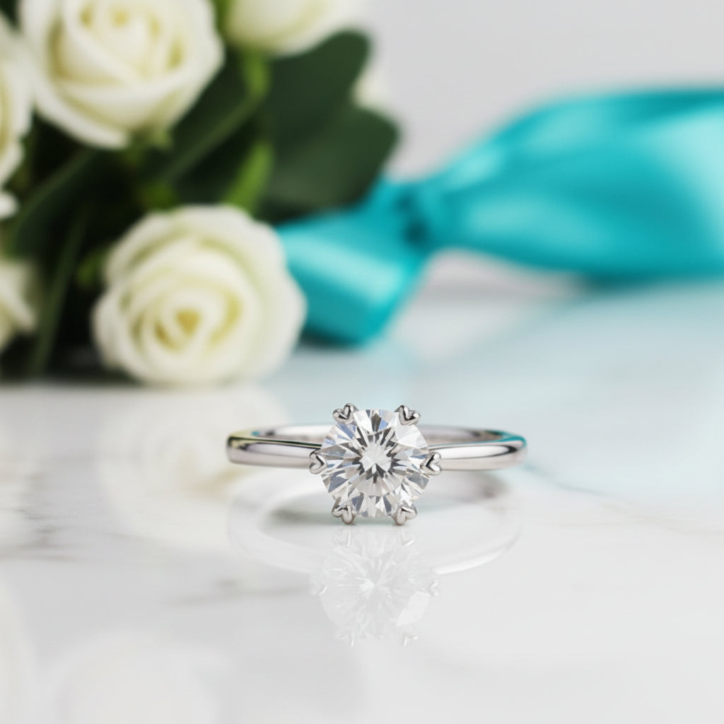 6.5mm Round 1ct Diamond Wedding Ring-Evani Jewelry