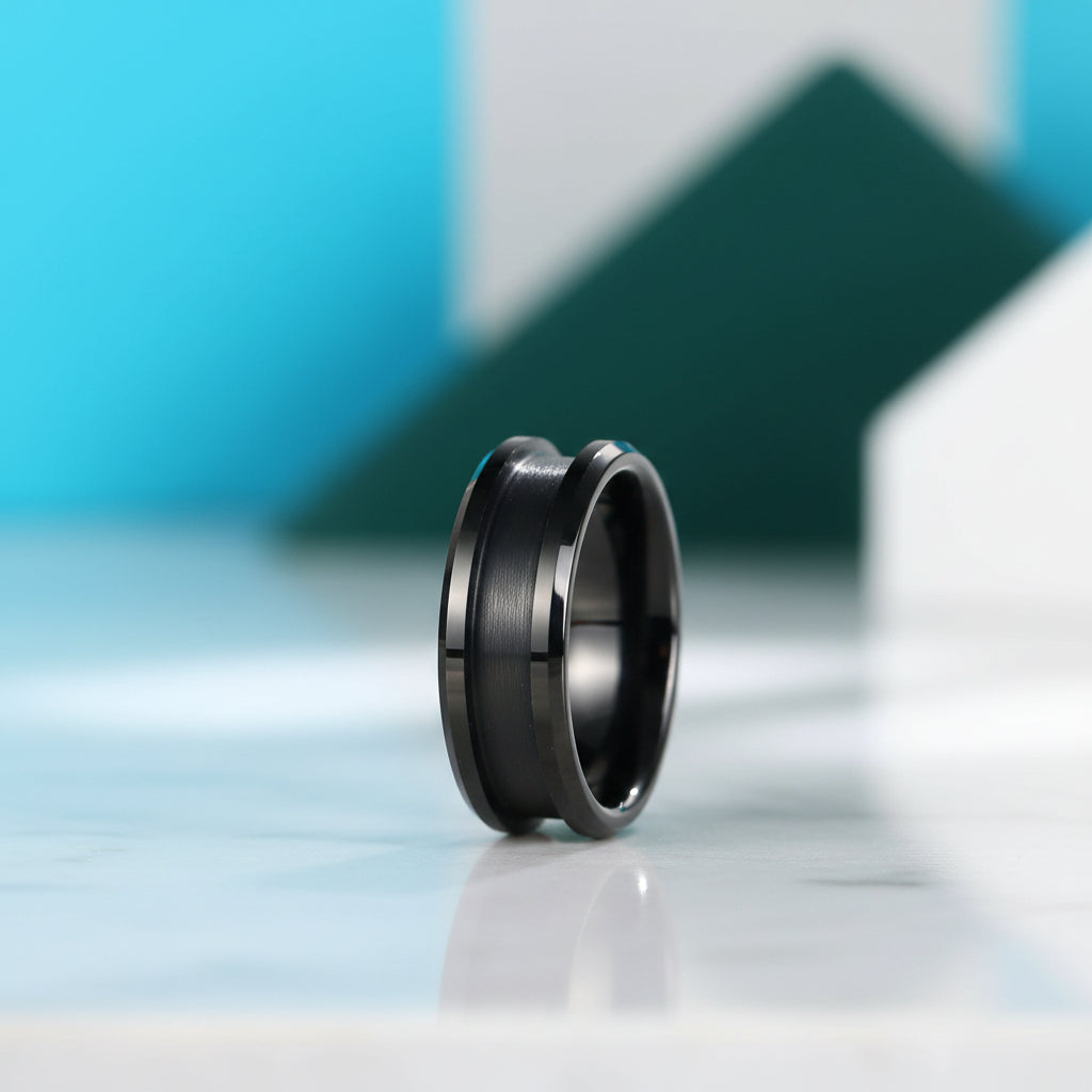 8mm Blank Center Tungsten Wedding Band-Evani Jewelry