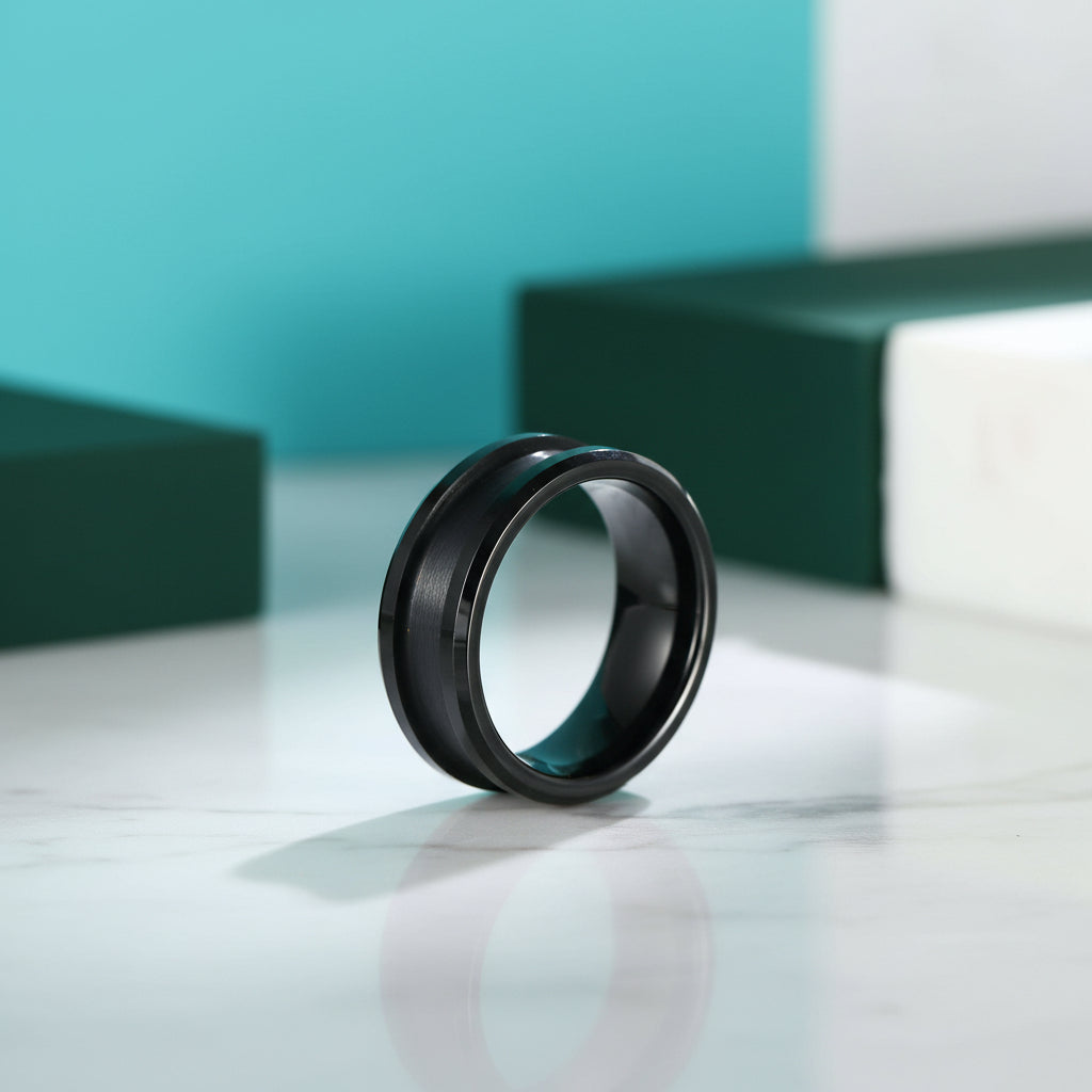 8mm Blank Center Tungsten Wedding Band-Evani Jewelry