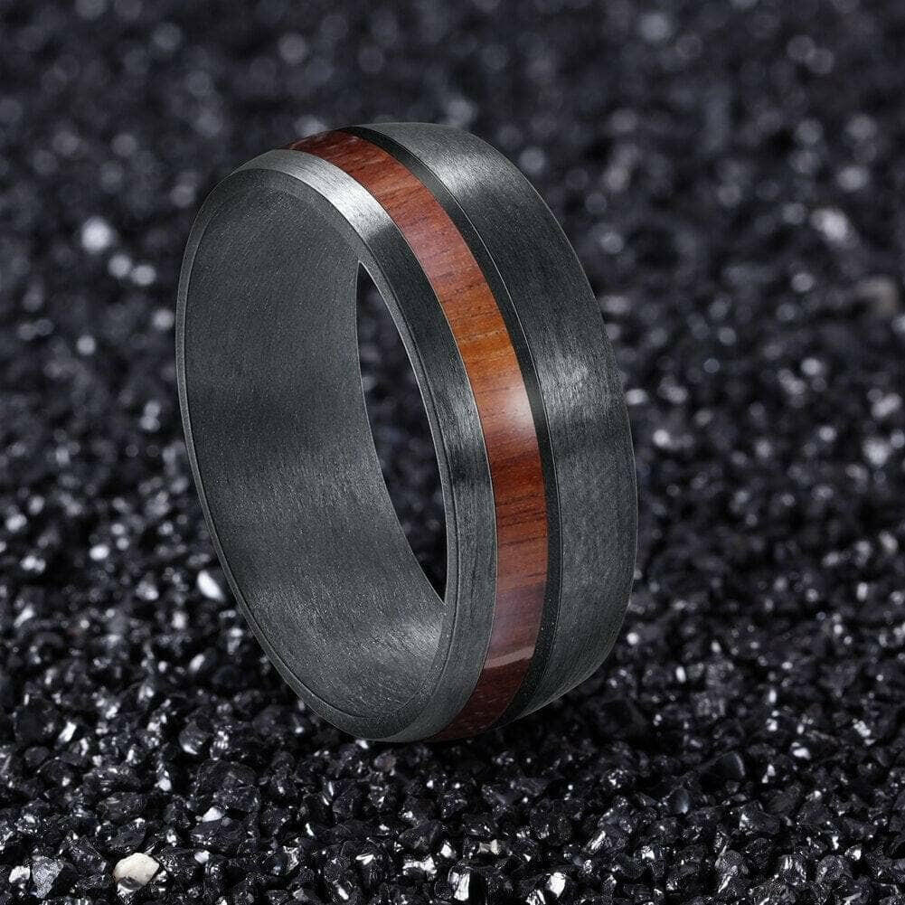 8mm Carbon Fiber Men's Band with Veneer Inlay-Evani Naomi Jewelry