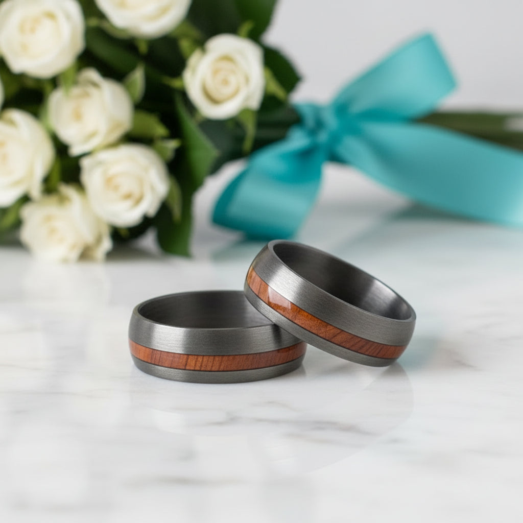 8mm Carbon Fiber Men's Band with Veneer Inlay-Evani Jewelry