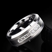 8mm Tungsten Carbide Men's Wedding Band with EVN Diamond Alternative-Evani Naomi Jewelry