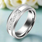 8mm Tungsten Carbide Men's Wedding Band with EVN Diamond Alternative-Evani Naomi Jewelry