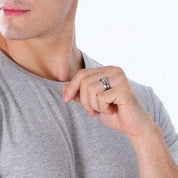 8mm Tungsten Carbide Men's Wedding Band with Thin Blue Line-Evani Naomi Jewelry