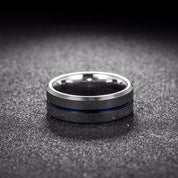 8mm Tungsten Carbide Men's Wedding Band with Thin Blue Line-Evani Naomi Jewelry