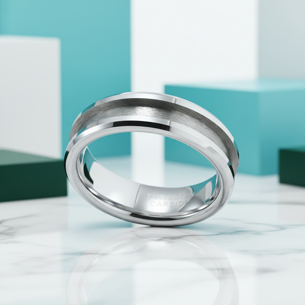 8mm Tungsten Men's Wedding Band with Blank Inlay-Evani Jewelry
