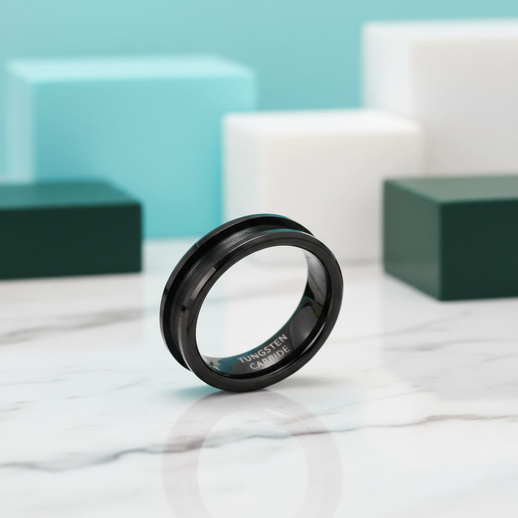 8mm Tungsten Men's Wedding Band with Blank Inlay-Evani Jewelry