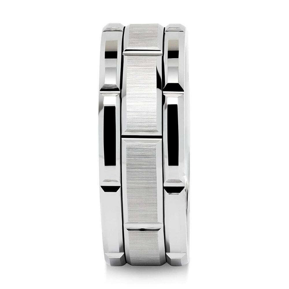 8mm Tungsten Men's Wedding Band with Brick Pattern-Evani Naomi Jewelry
