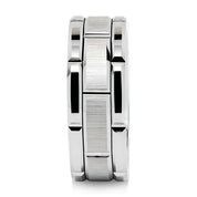 8mm Tungsten Men's Wedding Band with Brick Pattern-Evani Naomi Jewelry