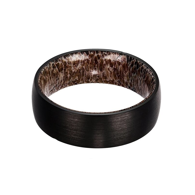 8mm Tungsten Wedding Band with Shell & Antler Inner Shank-Evani Naomi Jewelry