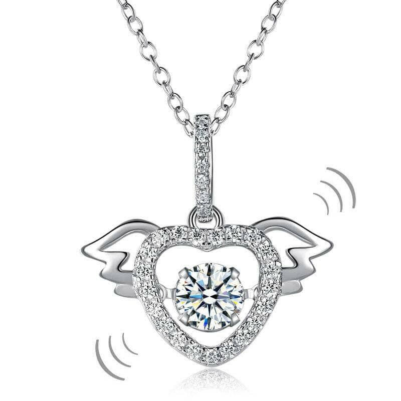 Angel's Wings Dancing Diamond Heart Necklace-Evani Naomi Jewelry